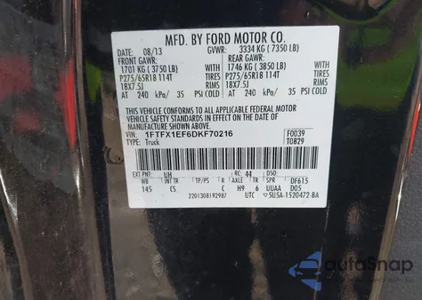 2013 Ford F-150 Stx from USA, damaged, VIN 1FTFX1EF6DKF70216